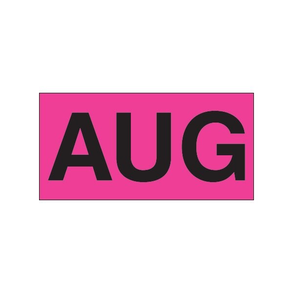 Bsc Preferred 3 x 6'' - ''AUG'' Fluorescent Pink Months of the Year Labels BUY00024154 - main